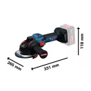BOSCH EXPERT Akkus sarokcsiszoló 125 mm EXWS18V-15S ford. szab. (akku és töltő nélkül) L-BOXX-ban