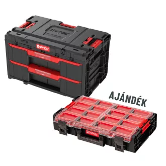  QBRICK SYSTEM ONE 2.0 2 Fiókos szerszámosláda + SYSTEM ONE 2.0 Organiser XL hosszú tárolók