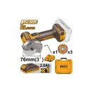INGCO Akkus vágószerszám 76 mm szénkefe nélküli 20 V (1 x 2,0 Ah akku + töltő)