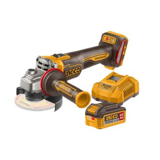   INGCO Akkus sarokcsiszoló 125 mm szénkefe nélküli 20 V (1 x 4,0 Ah akku + töltő)