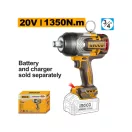 INGCO Akkus ütvecsavarozó 3/4" 1350 Nm szénkefe nélküli 20 V (akku és töltő nélkül)