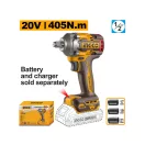 INGCO Akkus ütvecsavarozó 1/2" 405 Nm szénkefe nélküli 20 V (akku és töltő nélkül)