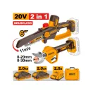 INGCO Akkus kerti gép szett láncfűrész 150 mm + akkus metszőolló (2 x 2,0 Ah akku + töltő)