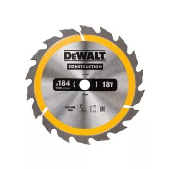   DEWALT CONSTRUCTION Fűrésztárcsa szeges fához 184 x 16 x 2,6 mm / 18T