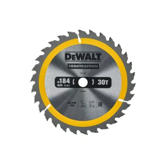   DEWALT CONSTRUCTION Fűrésztárcsa szeges fához 184 x 16 x 2,6 mm / 30T