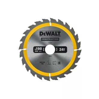   DEWALT CONSTRUCTION Fűrésztárcsa szeges fához 190 x 30 x 2,6 mm / 24T