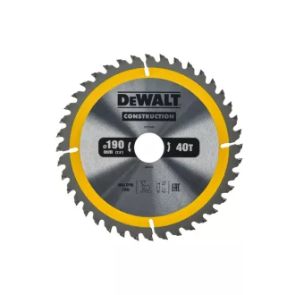   DEWALT CONSTRUCTION Fűrésztárcsa szeges fához 190 x 30 x 2,6 mm / 40T