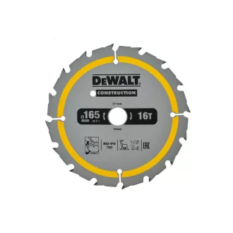   DEWALT CONSTRUCTION Fűrésztárcsa szeges fához 165 x 20 x 1,86 mm / 16T
