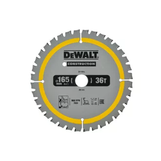   DEWALT CONSTRUCTION Fűrésztárcsa szeges fához 165 x 20 x 1,86 mm / 36T