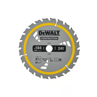   DEWALT CONSTRUCTION Fűrésztárcsa szeges fához 184 x 20 x 1,79 mm / 24T