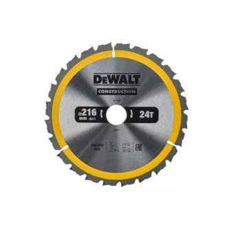   DEWALT CONSTRUCTION Fűrésztárcsa szeges fához 216 x 30 x 2,6 mm / 24T
