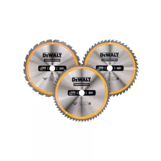  DEWALT CONSTRUCTION Fűrésztárcsa klt. 3 részes szeges fához 305 x 30 x 3,0 mm / 24T + 48T + 60T