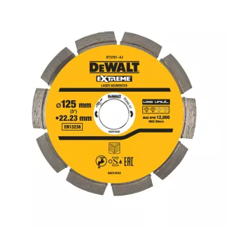   DEWALT Gyémánt vágókorong kemény anyagokhoz 125 x 2,0 x 7,5 x 22,2 mm szegmentált