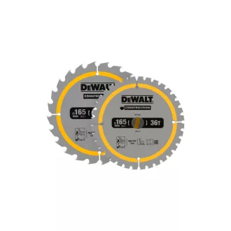   DEWALT CONSTRUCTION Fűrésztárcsa klt. 2 részes szeges fához 165 x 20 x 1,49 mm / 24T + 36T