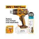 INGCO Akkus hőlégfúvó 580°C LCD kijelző 20 V (akku és töltő nélkül)