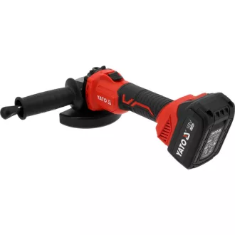   YATO Akkumulátoros sarokcsiszoló szénkefementes 125 mm 18 V ( 4 Ah akksival és 2 Ah töltővel )