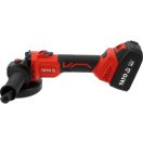 YATO Akkumulátoros sarokcsiszoló szénkefementes 125 mm 18 V ( 2 x 4 Ah akksival és 2 Ah töltővel 