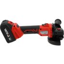 YATO Akkumulátoros sarokcsiszoló szénkefementes 125 mm 18 V ( 2 x 4 Ah akksival és 2 Ah töltővel 